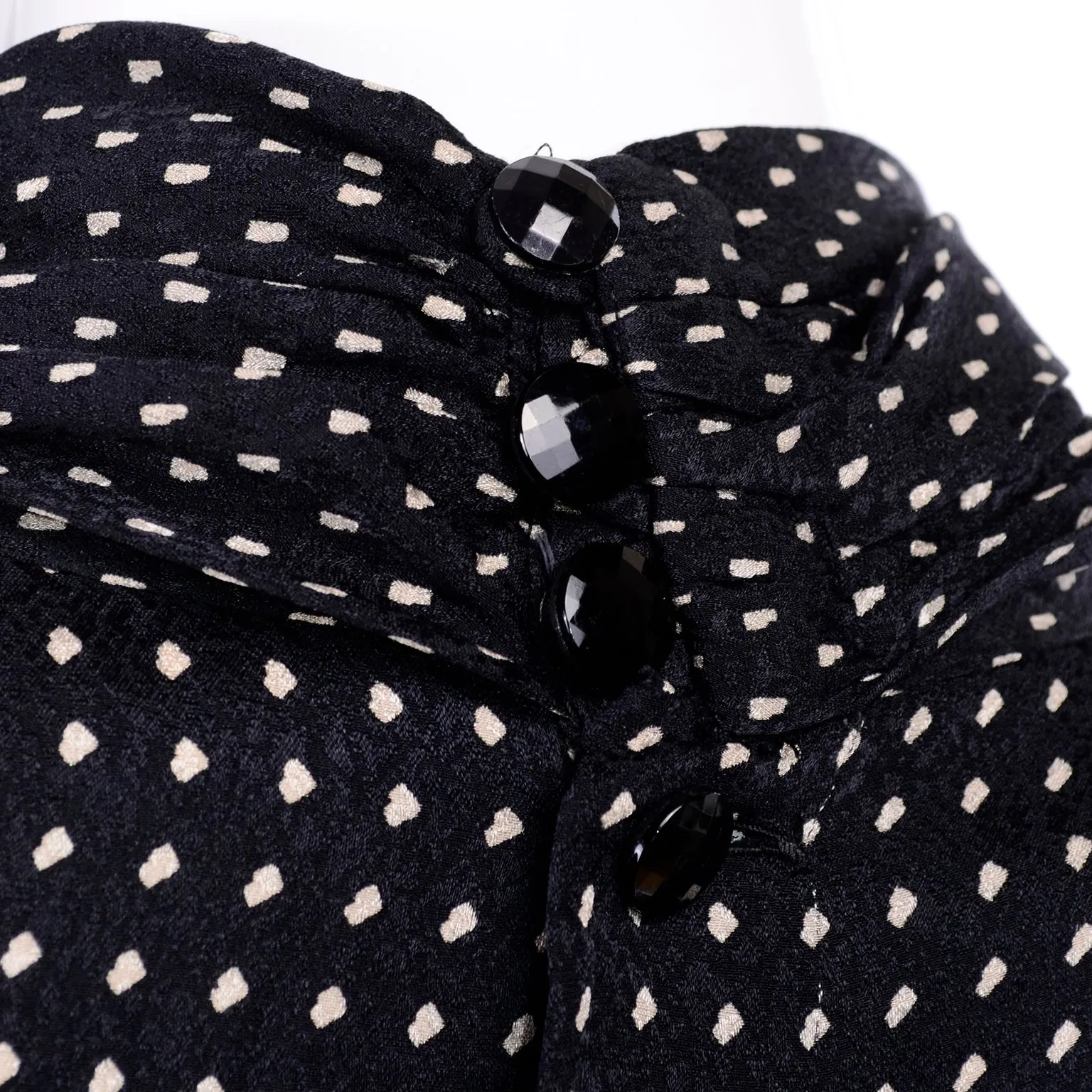 1980s Ungaro Parallele Paris Top Silk Black & White Polka Dot Blouse