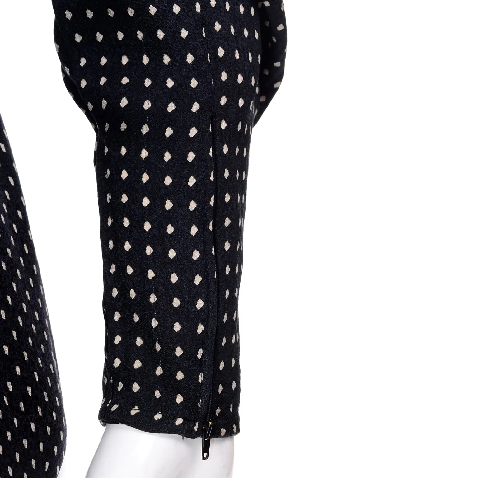 1980s Ungaro Parallele Paris Top Silk Black & White Polka Dot Blouse