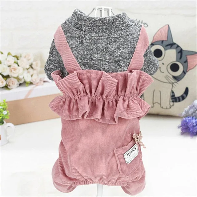 2 Colors Dog Jumpsuit With Pants XS,S,M,L,XL Pet Clothes Spring Autumn Coat For Small Dogs Solid Fashion Overall Dog Clothing #L