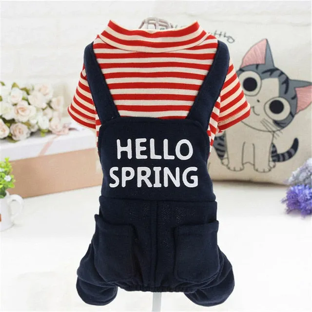 2 Colors Dog Jumpsuit With Pants XS,S,M,L,XL Pet Clothes Spring Autumn Coat For Small Dogs Solid Fashion Overall Dog Clothing #L