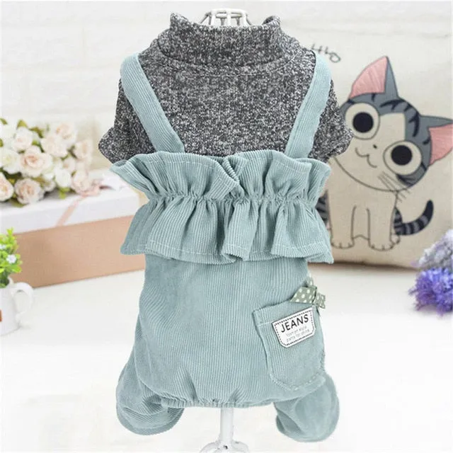 2 Colors Dog Jumpsuit With Pants XS,S,M,L,XL Pet Clothes Spring Autumn Coat For Small Dogs Solid Fashion Overall Dog Clothing #L