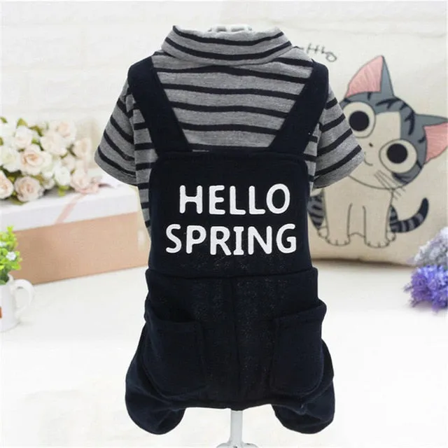 2 Colors Dog Jumpsuit With Pants XS,S,M,L,XL Pet Clothes Spring Autumn Coat For Small Dogs Solid Fashion Overall Dog Clothing #L