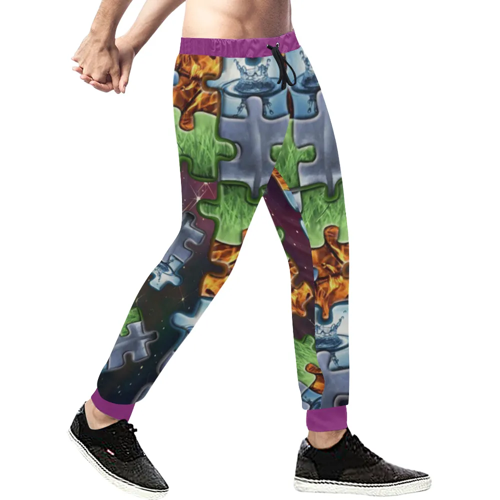4 elements puzzle Men's Sweatpants