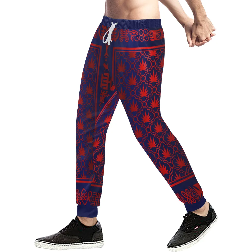ADRINKRA BLUE RED LEAF Men's Sweatpants