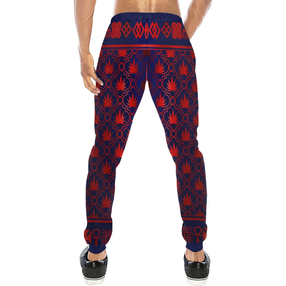 ADRINKRA BLUE RED LEAF Men's Sweatpants