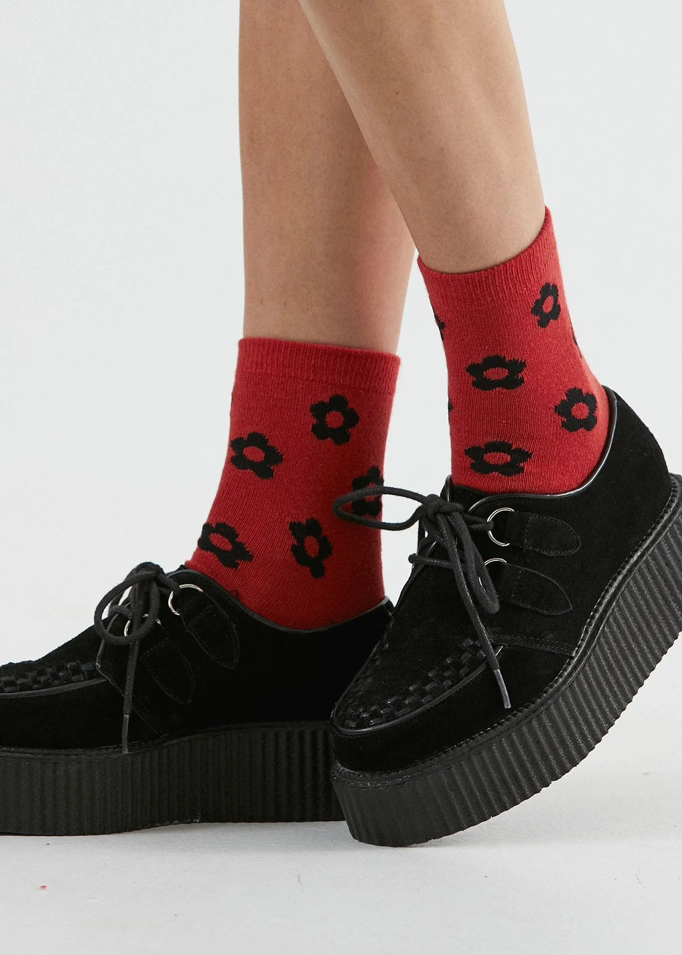 Afends Womens Mod Flower - Hemp Socks One Pack - Flame Red
