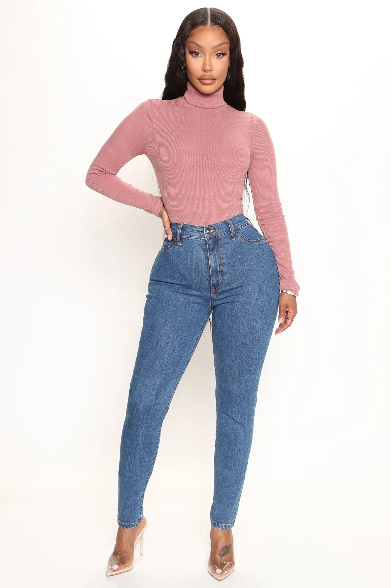 Alanna Turtleneck Bodysuit - Rose
