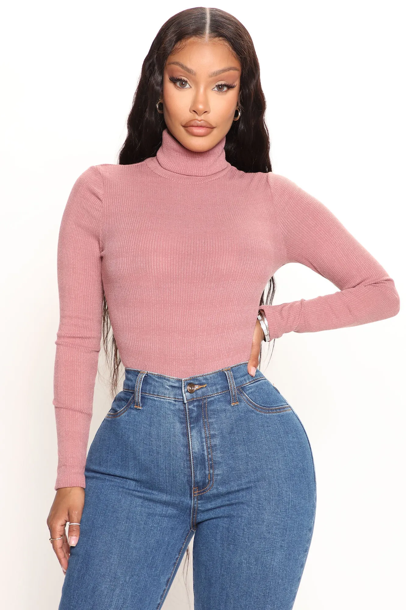 Alanna Turtleneck Bodysuit - Rose