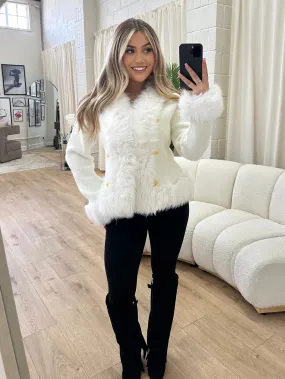 ANGELINA WHITE FAUX FUR JACKET