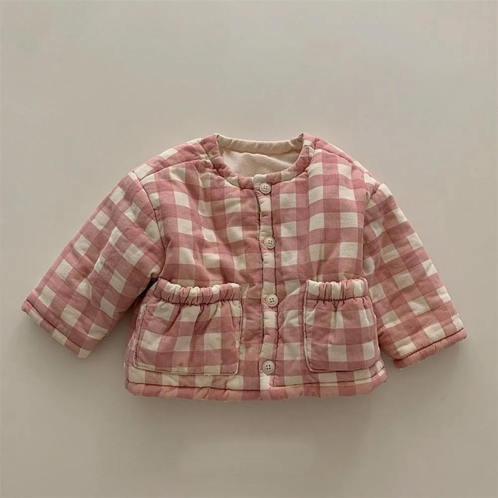 Autumn and Winter Baby Boys and Girls Western Style Checkered Flower Cotton Coat Baby Clothes Wholesale