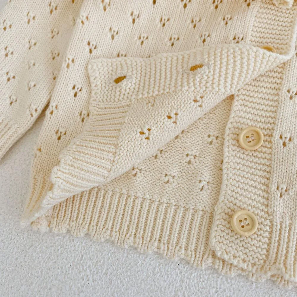 Autumn and Winter Baby Girl Cotton Yarn Knitted Cardigan Sweater Coat Wholesale Girls Clothes