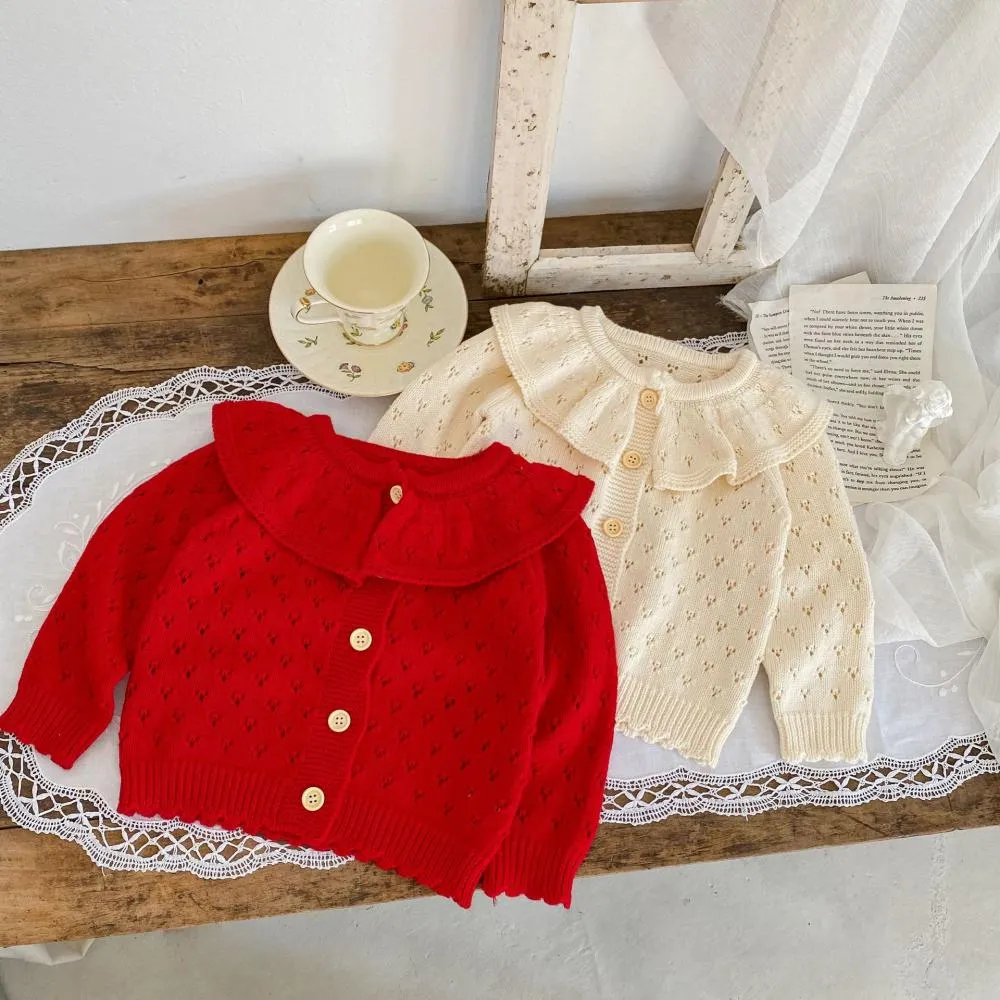 Autumn and Winter Baby Girl Cotton Yarn Knitted Cardigan Sweater Coat Wholesale Girls Clothes