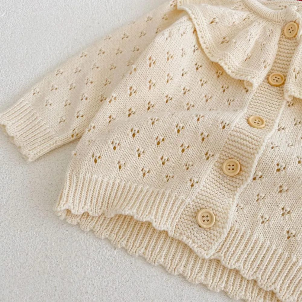 Autumn and Winter Baby Girl Cotton Yarn Knitted Cardigan Sweater Coat Wholesale Girls Clothes