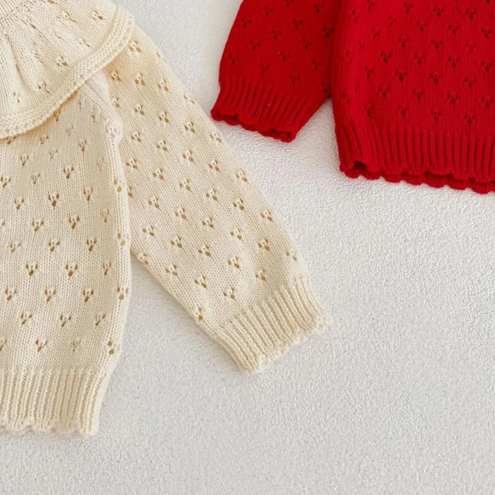 Autumn and Winter Baby Girl Cotton Yarn Knitted Cardigan Sweater Coat Wholesale Girls Clothes