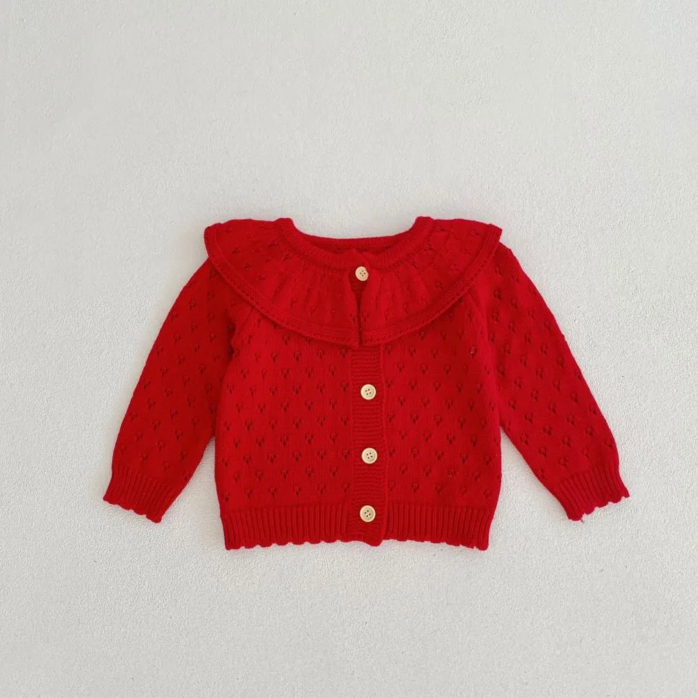Autumn and Winter Baby Girl Cotton Yarn Knitted Cardigan Sweater Coat Wholesale Girls Clothes
