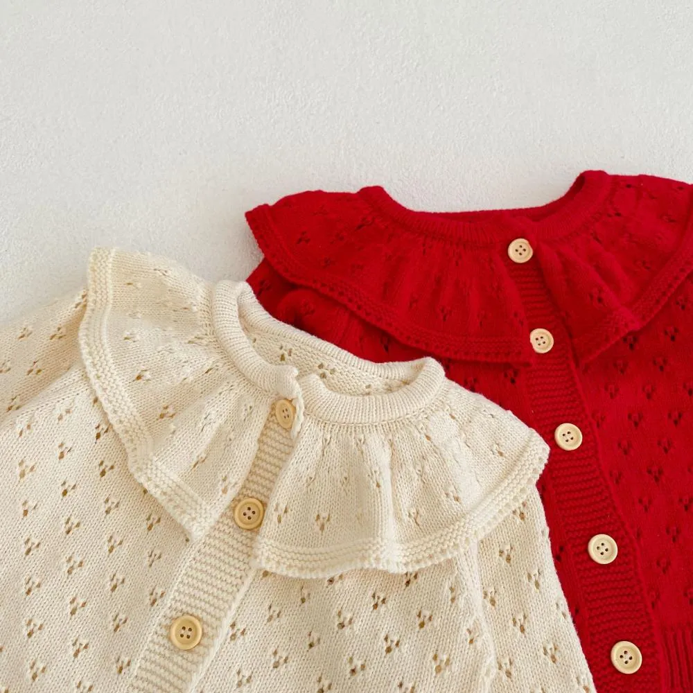 Autumn and Winter Baby Girl Cotton Yarn Knitted Cardigan Sweater Coat Wholesale Girls Clothes