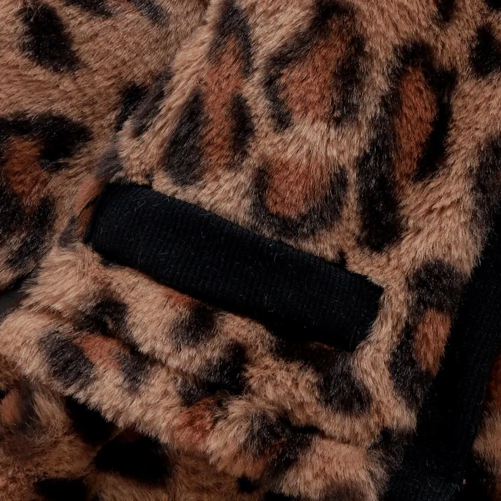 Autumn and Winter Baby Girl Letter Stitching Leopard Print Dress Coat Three-piece Set Wholesale Girls Clothes