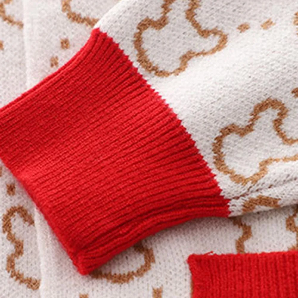 Autumn and Winter Girls' Knitted Cardigan Dress Two Pieces Set Wholesale Girls Clothes