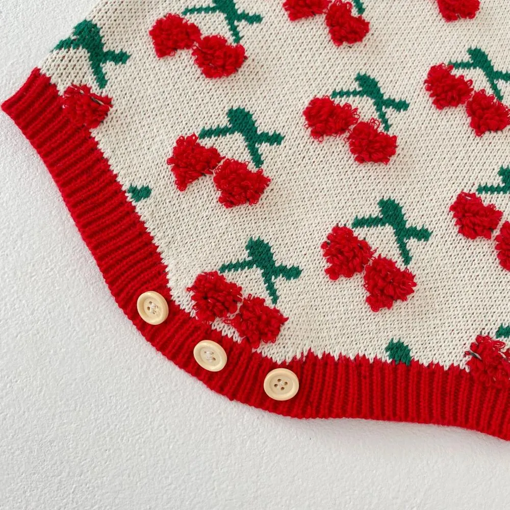 Autumn and Winter Suit 0-2T Baby Girl Cherry Embroidered Top   Coat Wholesale Girls Clothes
