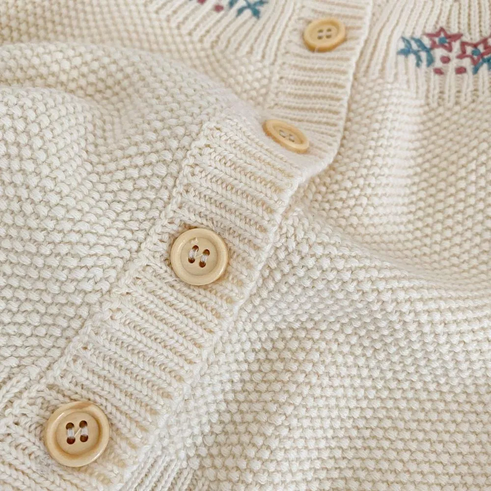 Autumn Baby Girl Cotton Yarn Embroidered Long-sleeved Knitted Cardigan Coat Wholesale Girls Clothes