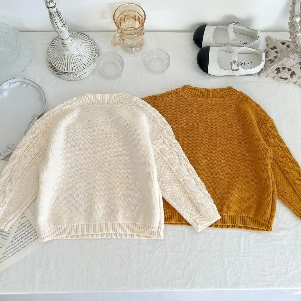 Autumn Baby Sweater Girl Cotton Yarn Embroidery Coat Twist Top Baby Clothes Wholesale