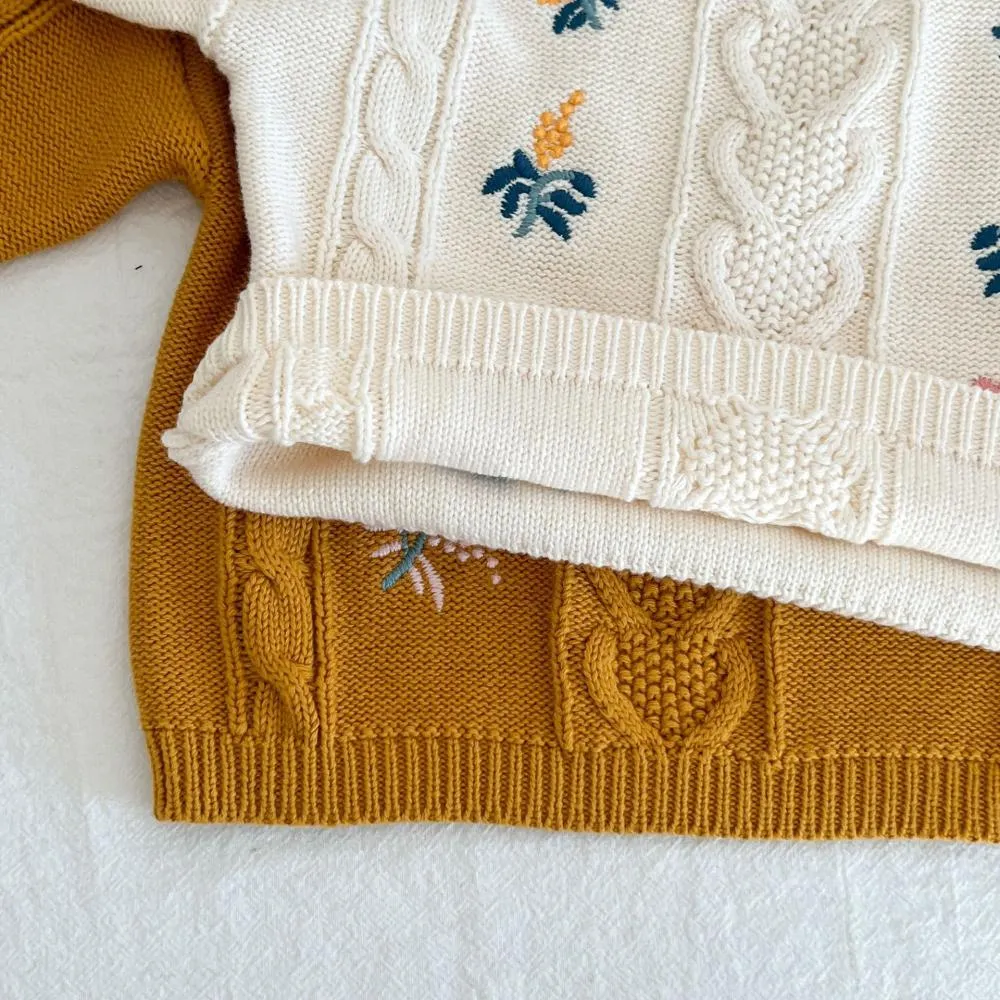 Autumn Baby Sweater Girl Cotton Yarn Embroidery Coat Twist Top Baby Clothes Wholesale