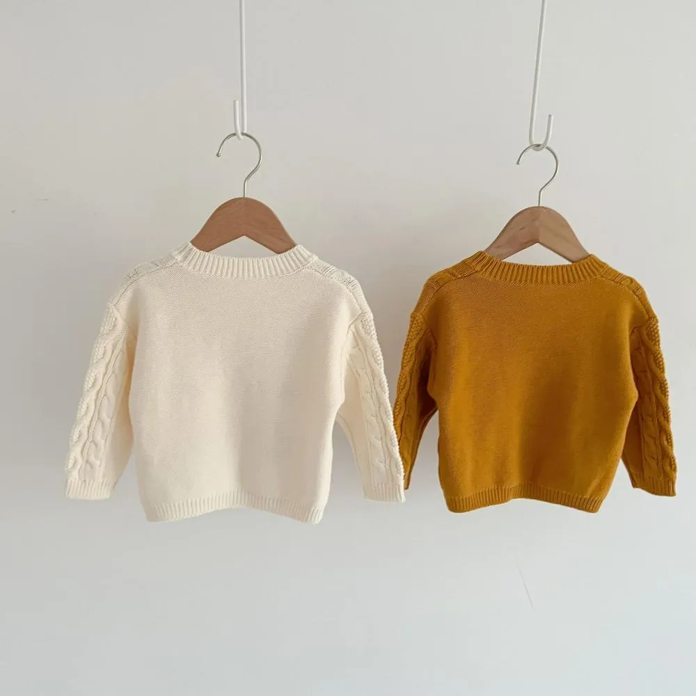 Autumn Baby Sweater Girl Cotton Yarn Embroidery Coat Twist Top Baby Clothes Wholesale