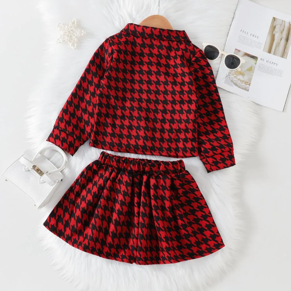 Autumn Girls Long-sleeved Lapel Coat Short Skirt Suit Wholesale Girls Clothes