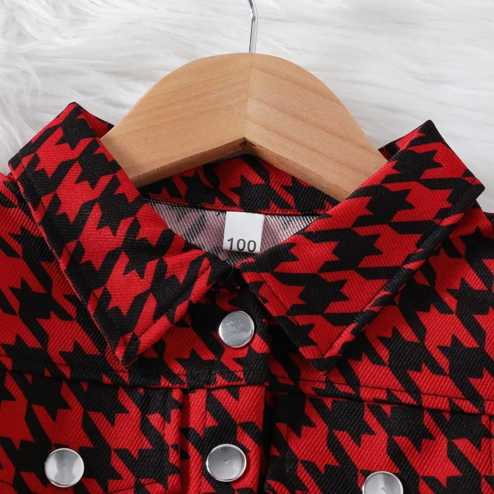 Autumn Girls Long-sleeved Lapel Coat Short Skirt Suit Wholesale Girls Clothes