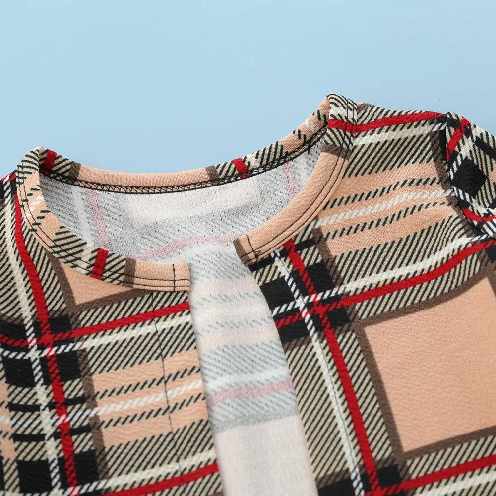 Autumn Girls' Plaid Print Coat Dress Suit Wholesale Girls Clothes