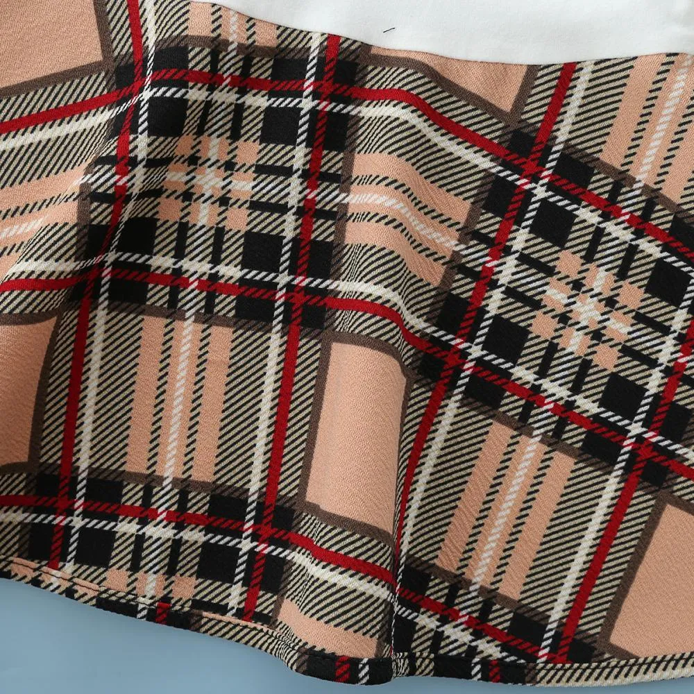 Autumn Girls' Plaid Print Coat Dress Suit Wholesale Girls Clothes