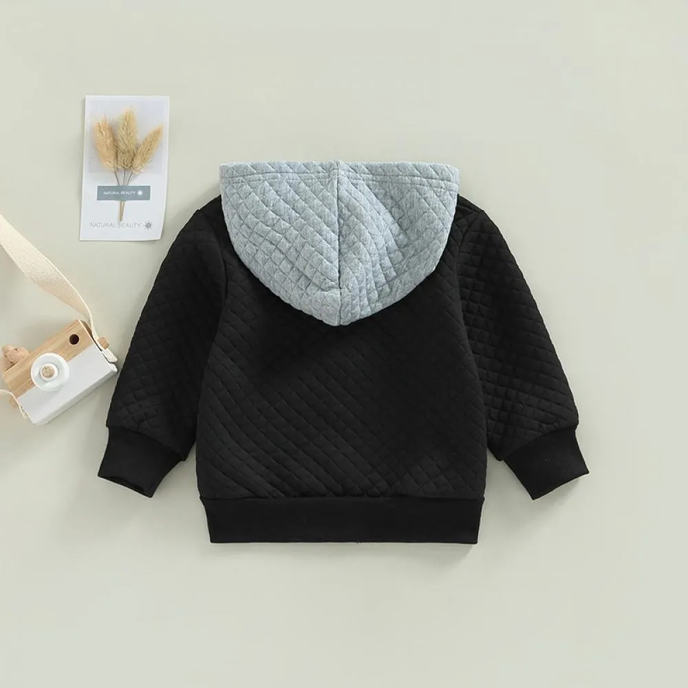 Autumn Little Boy Color Block Hooded Jacket Wholesale Boys Clothes