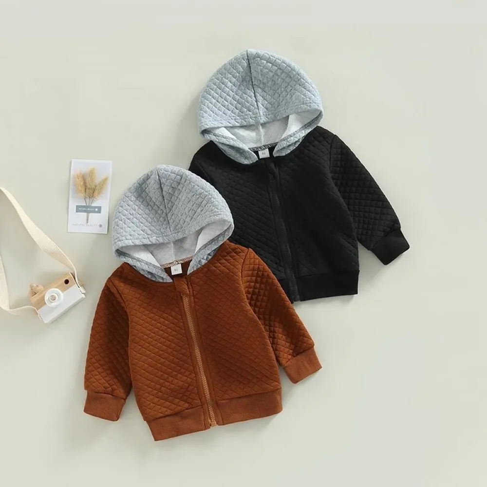 Autumn Little Boy Color Block Hooded Jacket Wholesale Boys Clothes