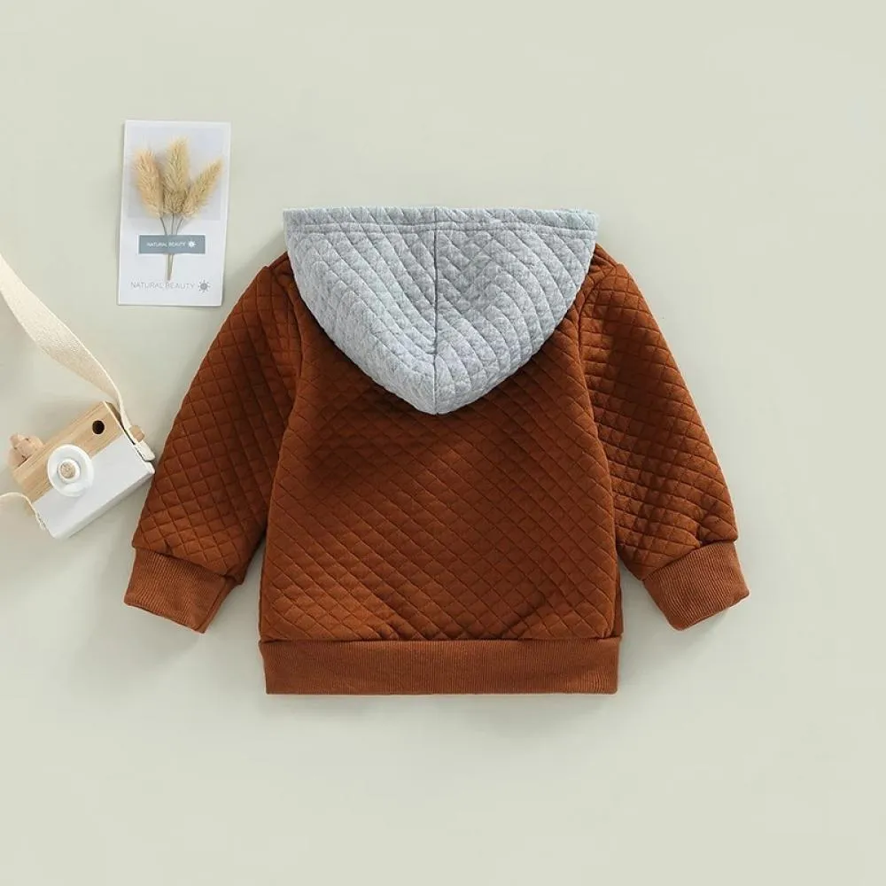 Autumn Little Boy Color Block Hooded Jacket Wholesale Boys Clothes