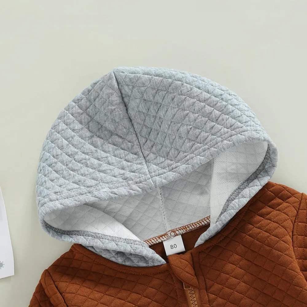 Autumn Little Boy Color Block Hooded Jacket Wholesale Boys Clothes