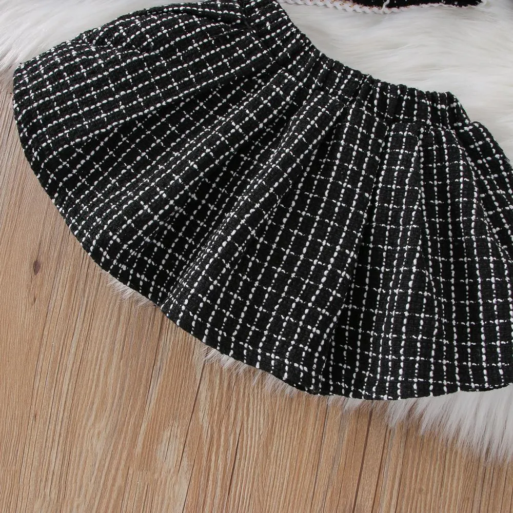 Autumn Little Girl Western-style Plaid Skirt Two-piece Set Wholesale Girls Clothes
