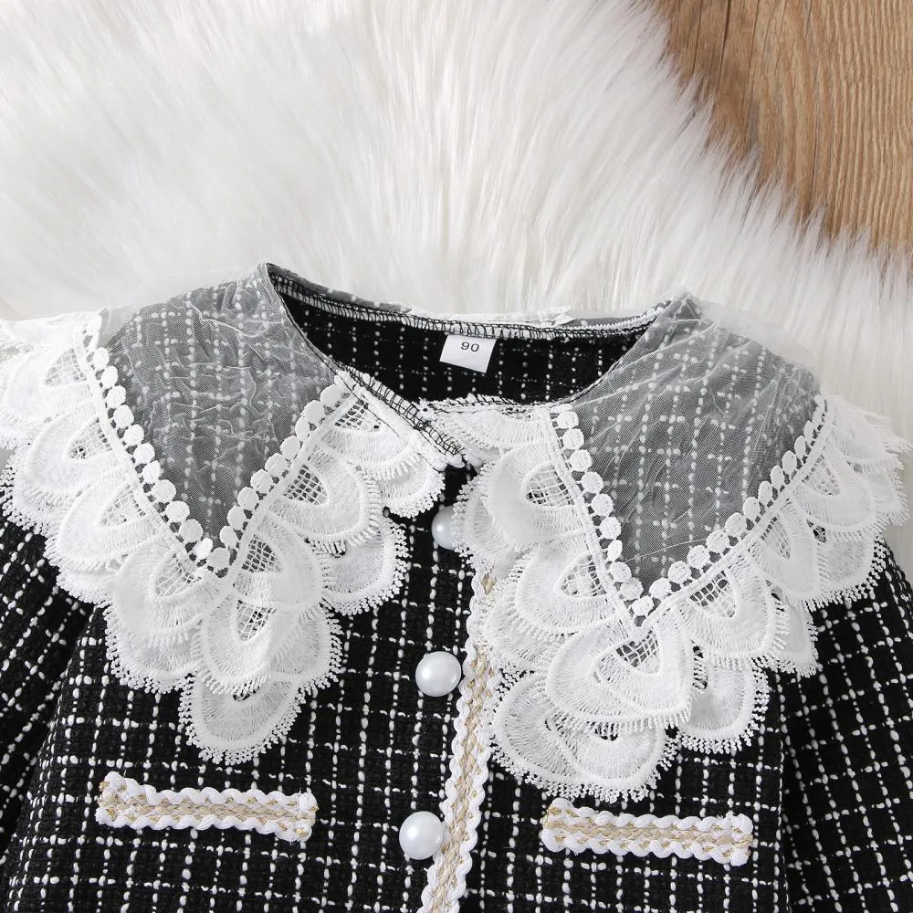 Autumn Little Girl Western-style Plaid Skirt Two-piece Set Wholesale Girls Clothes