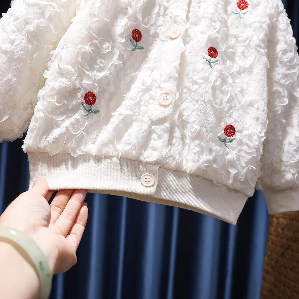 Autumn Little Girls Western-style Cute Cardigan Coat Wholesale Girls Clothes