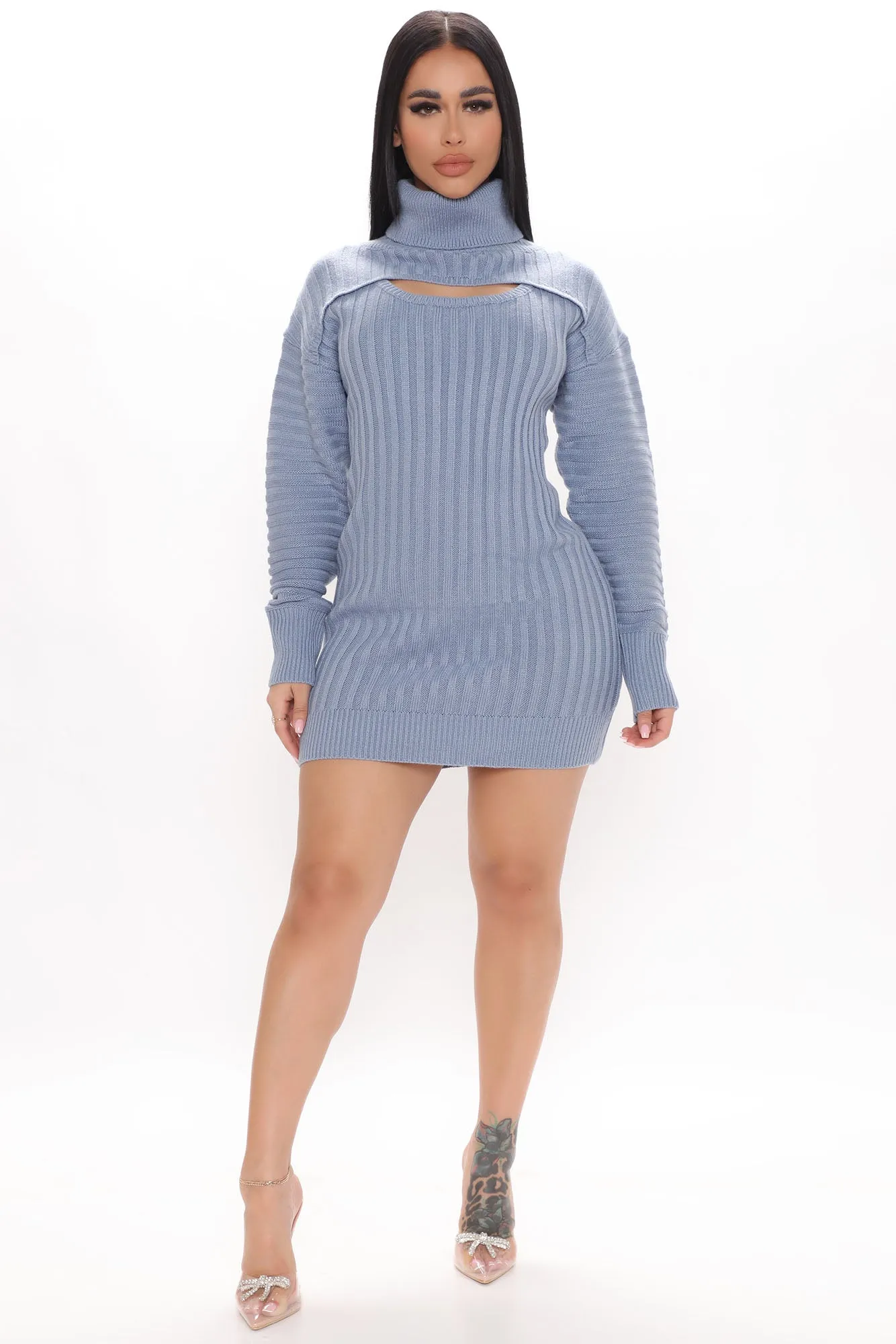Avery Mini Sweater Dress - Blue