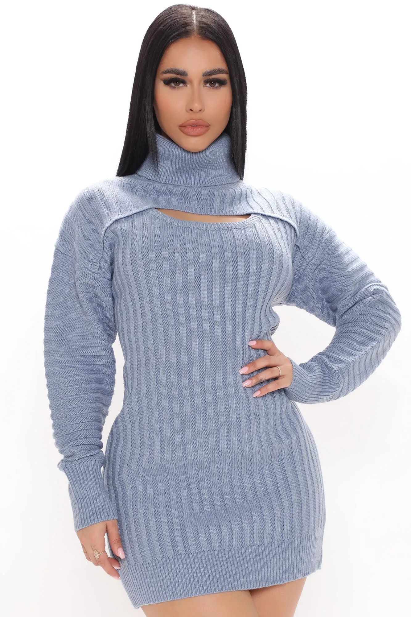Avery Mini Sweater Dress - Blue