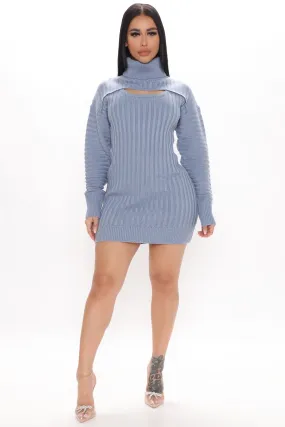Avery Mini Sweater Dress - Blue