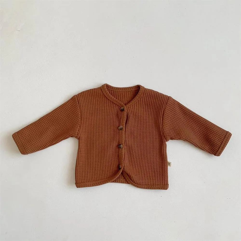 Baby Cardigan Spring And Autumn Baby Waffle Knitted Bottoming Shirt Thin Coat Wholesale