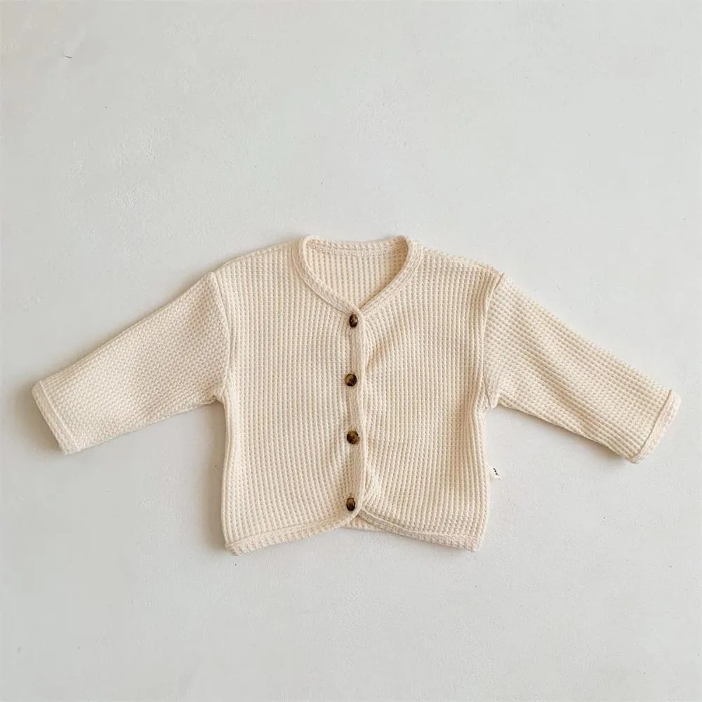 Baby Cardigan Spring And Autumn Baby Waffle Knitted Bottoming Shirt Thin Coat Wholesale