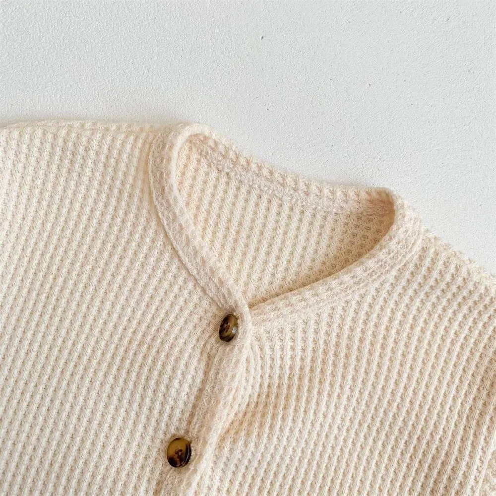 Baby Cardigan Spring And Autumn Baby Waffle Knitted Bottoming Shirt Thin Coat Wholesale