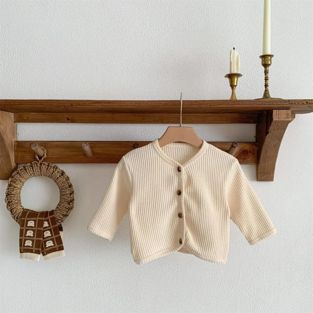 Baby Cardigan Spring And Autumn Baby Waffle Knitted Bottoming Shirt Thin Coat Wholesale
