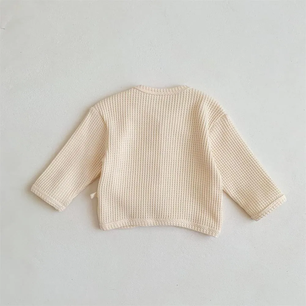Baby Cardigan Spring And Autumn Baby Waffle Knitted Bottoming Shirt Thin Coat Wholesale
