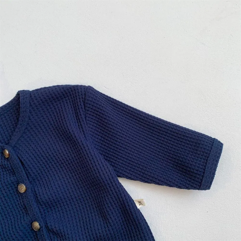 Baby Cardigan Spring And Autumn Baby Waffle Knitted Bottoming Shirt Thin Coat Wholesale