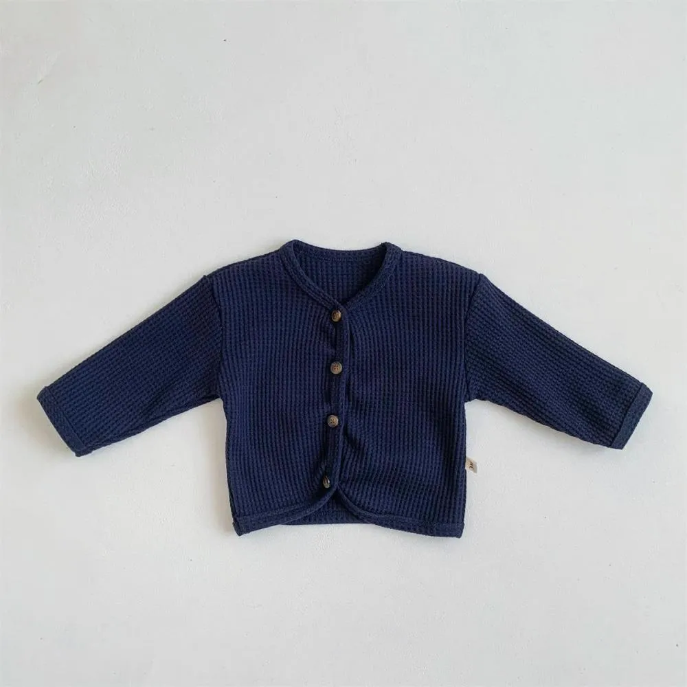 Baby Cardigan Spring And Autumn Baby Waffle Knitted Bottoming Shirt Thin Coat Wholesale