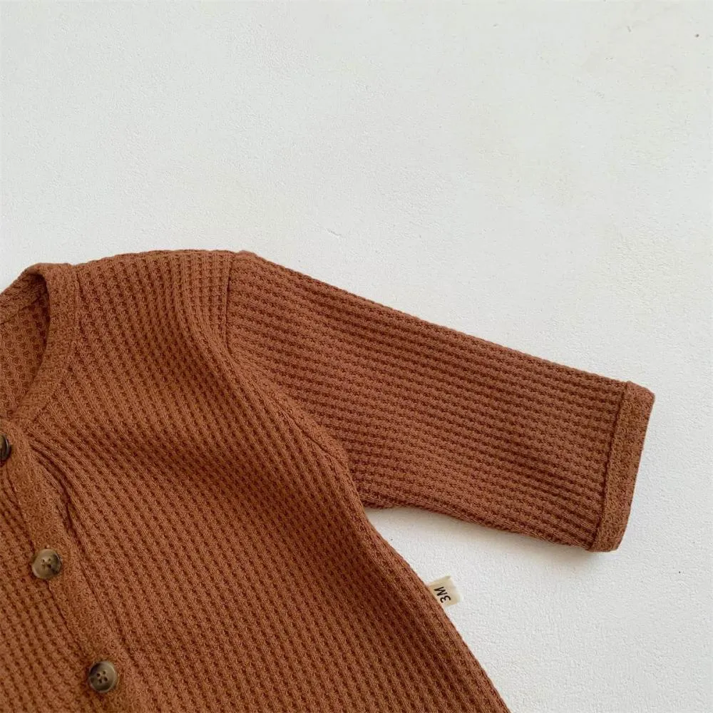 Baby Cardigan Spring And Autumn Baby Waffle Knitted Bottoming Shirt Thin Coat Wholesale