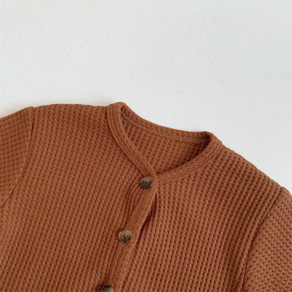 Baby Cardigan Spring And Autumn Baby Waffle Knitted Bottoming Shirt Thin Coat Wholesale